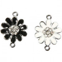 Bedels, d: 18 mm, gatgrootte 1,7 mm, verzilverd, Bloemen, 4div [HOB-60423]