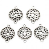 Sieraden hanger, d: 14 mm, gatgrootte 1,2 mm, verzilverd, 5stuks [HOB-61173]