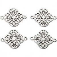Sieraden hanger, d: 15 mm, gatgrootte 1,2 mm, verzilverd, 4stuks [HOB-61174]