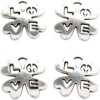 Sieraden hanger, d: 18 mm, gatgrootte 3 mm, verzilverd, 4stuks [HOB-61178]