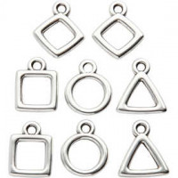 Sieraden hanger, l: 12 mm, b: 12 mm, verzilverd, 8stuks, gatgrootte 2 mm [HOB-61180]