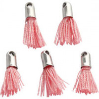 Tassel, l: 10 mm, gatgrootte 1 mm, lichtrood, 5stuks [HOB-61183]