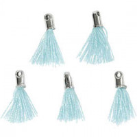 Tassel, l: 10 mm, gatgrootte 1 mm, turquoise, 5stuks [HOB-61186]