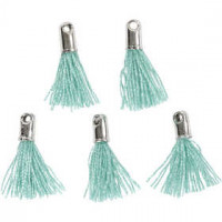 Tassel, l: 10 mm, gatgrootte 1 mm, groen, 5stuks [HOB-61187]