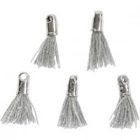 Tassel, l: 10 mm, gatgrootte 1 mm, grijs, 5stuks [HOB-61188]