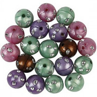 Kralen met strasstenen, d: 12 mm, gatgrootte 1,5 mm, 30gr, circa 30 stuk [HOB-617891]