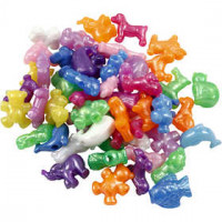 Figuur kralen, afm 25 mm, gatgrootte 4 mm, diverse kleuren, dieren, 2000ml, 1000 gr [HOB-61832]