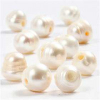 Zoetwater parels, afm 9-11 mm, gatgrootte 2 mm, parelmoer, 10stuks [HOB-631242]