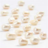 Zoetwater parels , d: 4 mm, gatgrootte 1 mm, parelmoer, 40cm [HOB-631750]