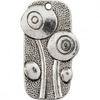 Hanger, afm 37x20 mm, gatgrootte 2 mm, antiek zilver, 6stuks [HOB-63240]