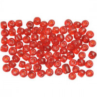 Rocailles, afm 6/0 , d: 4 mm, helder rood, 25gr, gatgrootte 0,9-1,2 mm [HOB-682531]