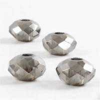 Facetglas links, afm 9x14 mm, gatgrootte 4 mm, donkergrijs, 4stuks [HOB-68945]