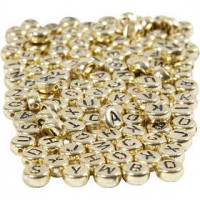 Letterkralen, d: 7 mm, gatgrootte 1,2 mm, goud, 21gr, circa 200 stuk [HOB-699300]