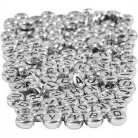 Letterkralen, d: 7 mm, gatgrootte 1,2 mm, zilver, 165gr, circa 1500 stuk [HOB-69933]