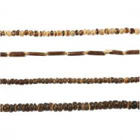 Kokosnoot kralen, d: 3-5 mm, gatgrootte 0,5 mm, bruin harmonie, 4x40cm [HOB-69975]