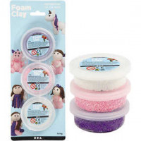 Foam Clay® Sets , wit, paars, roze, metallic en glitter, 3x14gr [HOB-78136]