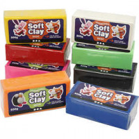 Soft Clay, afm 13x6x4 cm, diverse kleuren, 8x500gr [HOB-78695]