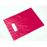 Draagtassen Plastiek Fuchsia 30,5x38cm Versterkte Handgreep - PE 45 Micron (50 stuks) [H1215FU4]