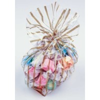 Bedrukte Zakken Streep Goud 12,5x8x29 cm met zijvouw (100 stuks) [G5VSG]