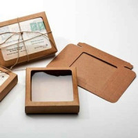 Kraftdoosjes 12,4x2,2x16,8cm met los Plastiek Venster (25 stuks) [WKRS267]