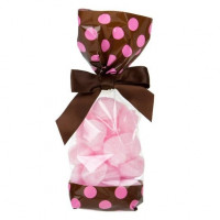 Bedrukte Zakken Bruin met roze stippen 6,7x4,8x27,3cm met zijvouw (100 stuks) [G2BP]