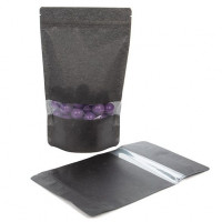 Stazakken Rijstpapier Zwart met Venster 17,1x8,9x28,6cm | 340 gram (100 stuks) [ZBGR4B]