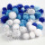 Pompoms, d: 15+20 mm, lichtblauw, donkerblauw, wit, 48div [HOB-51883]