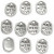 Sieraden hanger, l: 12 mm, b: 8 mm, verzilverd, 10stuks, gatgrootte 1 mm [HOB-61179]