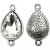 Hanger van kristal, h: 28 mm, gatgrootte 2 mm, antiek zilver, 3stuks [HOB-63258]