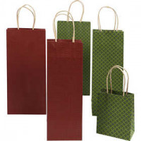 Papieren tas met print, h: 15,8+36 cm,  120 gr, groen, rood, 50stuks [HOB-23393]