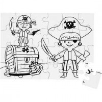 Puzzel, piraten, A5 15x21 cm, wit, 16stuks [HOB-25464]