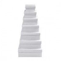 Vierkante dozen, afm 9+11+13+15+17+19+21 cm, h: 4,5+5+5,5+6+6,5+7+7,5 cm, 7stuks [HOB-26419]