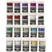 Glitter, diverse kleuren, 20x20gr [HOB-28420]