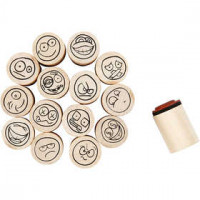 Deco Art Stempels, d: 20 mm, h: 26 mm, smiley, 15div [HOB-28581]