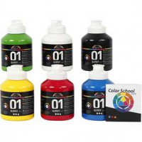 A-Color Acrylverf - Colour School, primaire kleuren, 01 - glossy, 6x500ml [HOB-32032]