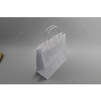 Draagtassen Papier Wit 22x10x31cm Kraft 90 g/gm met gedraaid handvat (50 stuks) [PAMW2231]