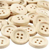 Houten Knopen, d: 23 mm, met 4 gaten, 30stuks [HOB-403081]