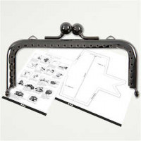 Portemonnee gesp kit, afm 10 cm, donker metallic grijs, 1stuk [HOB-41359]