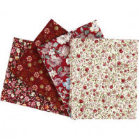 Patchwork stof, afm 45x55 cm,  100 g/m2, wijnrood, 4stuks [HOB-44175]