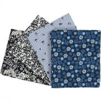 Patchwork stof, afm 45x55 cm,  100 g/m2, blauw, 4stuks [HOB-44176]