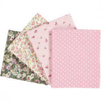 Patchwork stof, afm 45x55 cm,  100 g/m2, roze, 4stuks [HOB-44178]