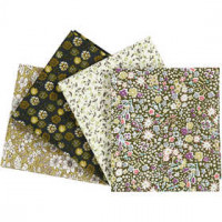 Patchwork stof, afm 45x55 cm,  100 g/m2, groen, 4stuks [HOB-44179]