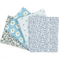 Patchworkstof , afm 45x55 cm,  100 g/m2, lichtblauw, 4stuks [HOB-44180]
