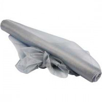 Organza stof, b: 50 cm, zilver, glans, 10m [HOB-44658]