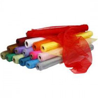 Organza stof, b: 50 cm, diverse kleuren, 16x6rollen [HOB-44661]
