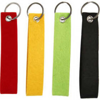 Sleutelhanger, afm 3x15 cm, dikte 3 mm, groen, geel, rood, zwart, 4stuks [HOB-45086]