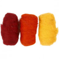 Gekaarde wol, geel/oranje harmonie, 3x10gr [HOB-45333]