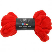 Merino wol,  21 micron, kerstrood, Zuid-Afrika, 100gr [HOB-46019]