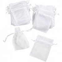 Organza zakjes, afm 7x10 cm, wit, 100stuks [HOB-47425]