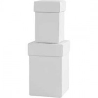 Square boxes, size 4.5+6 cm, H: 7+9 cm, 2 pcs, white [HOB-504324]